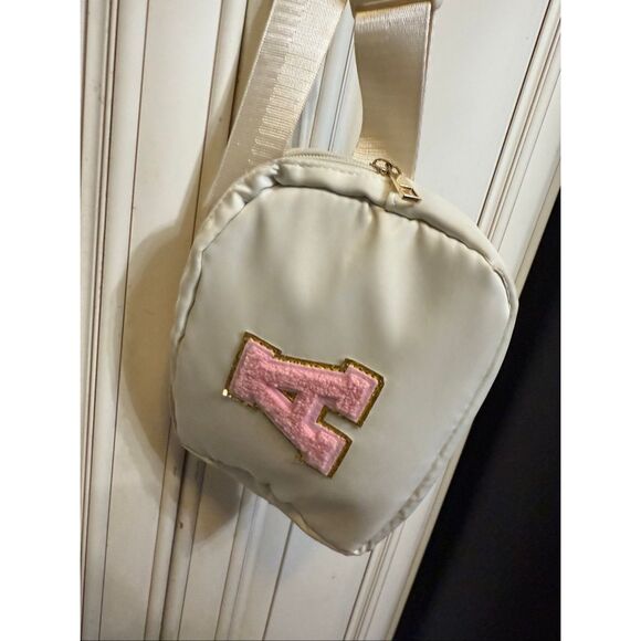 Women's Initial Letter A Patch Fanny Pack Crossbody Belt Bag White - Picture 1 of 5